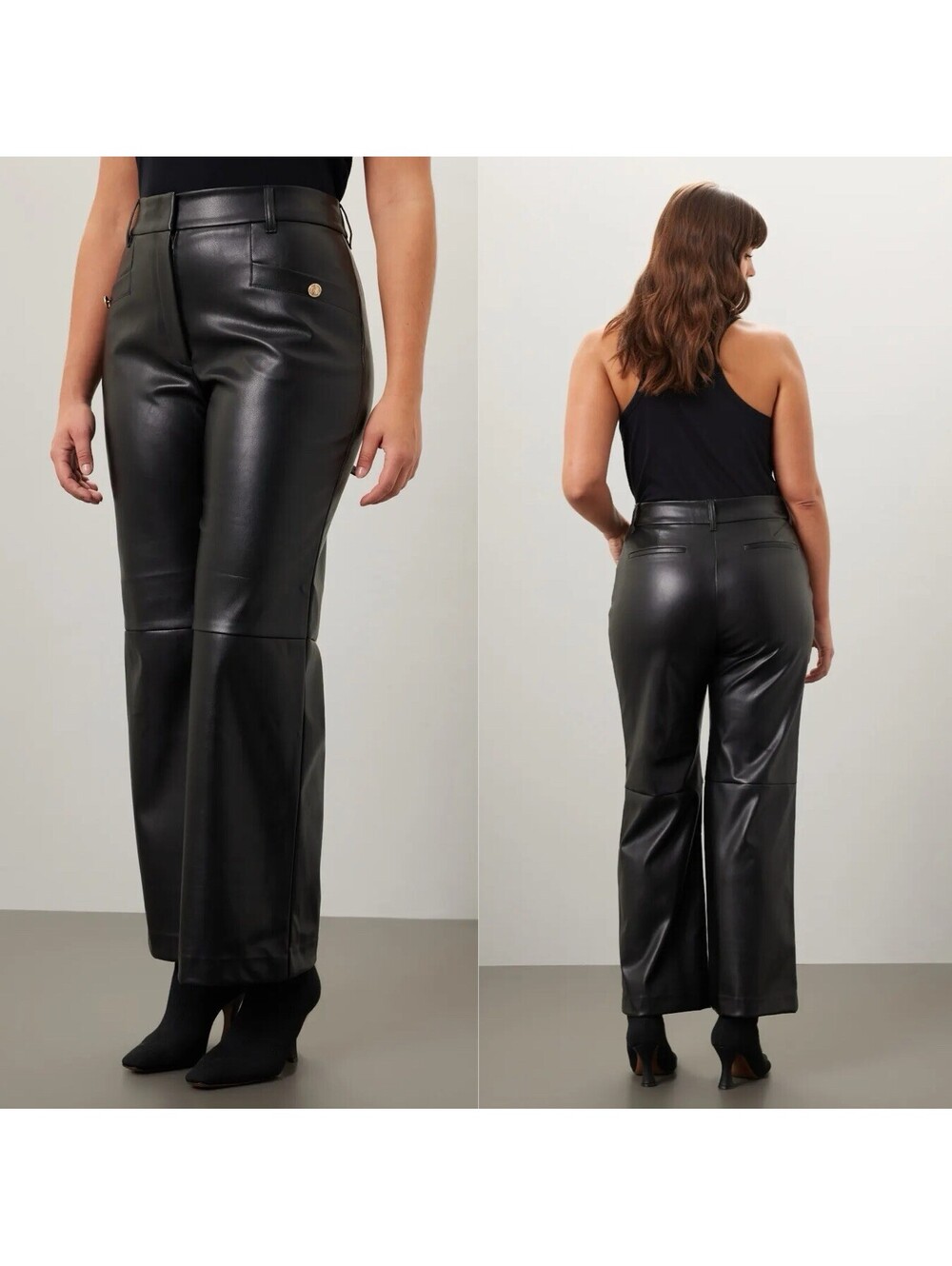 Derek Lam 10 Crosby Black Leather-like Sailor Pants Size IT 46 / US 10 (FLAW)
